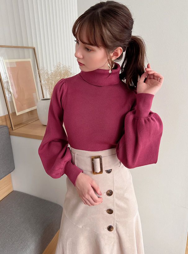 日本 GRL - 後蝴蝶結美型細針織上衣-淺灰藍