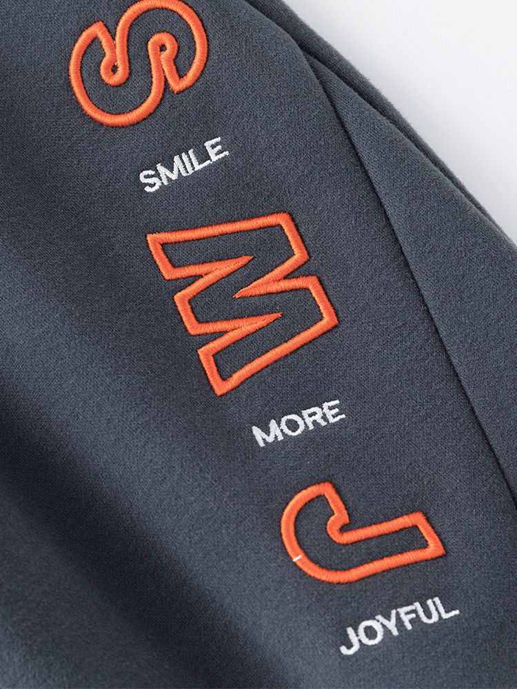 加絨腰鬆緊休閒保暖束口長褲-SMJ-淺灰色