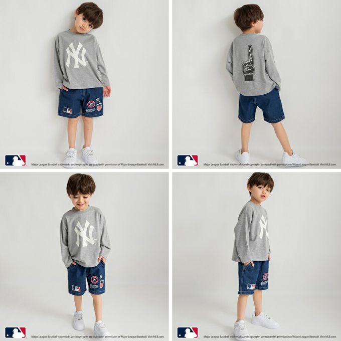 日本 BRANSHES - MLB聯名 logo印花長袖上衣-洛杉磯道奇-藍