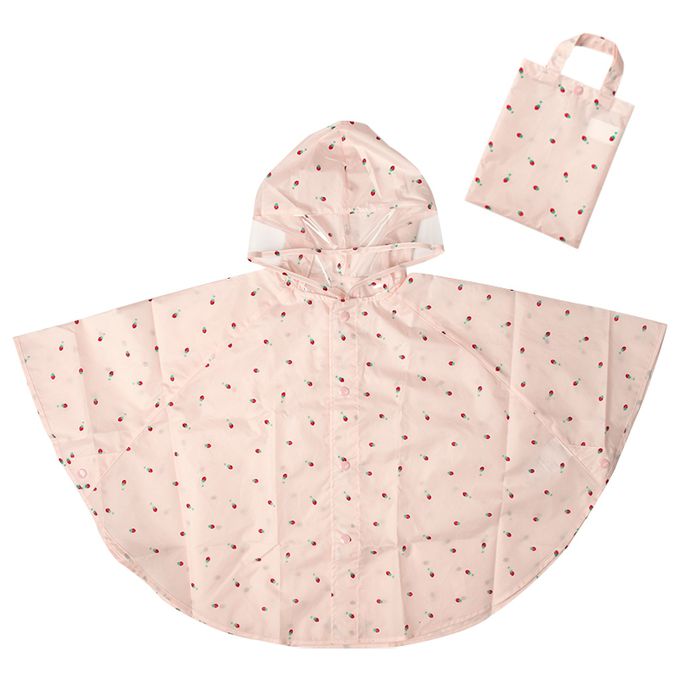 akachan honpo - 短斗篷式雨衣-水果-粉紅色 (80~95cm)
