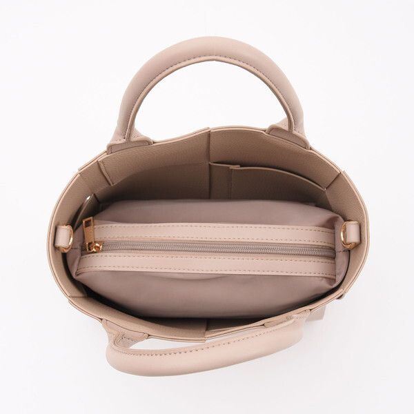 日本 COOCO - 2way方格拼接造型手提包/側背包(附內袋)-白 (38x30x13cm)