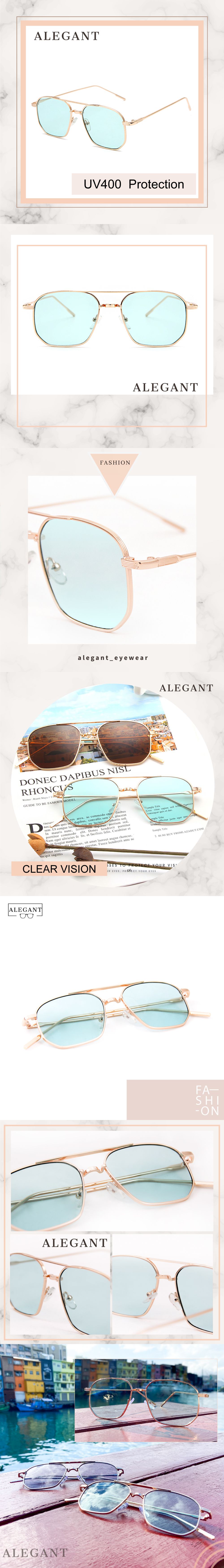 ALEGANT - 歐美輕奢翡翠綠雙樑設計飛官款墨鏡│UV400太陽眼鏡