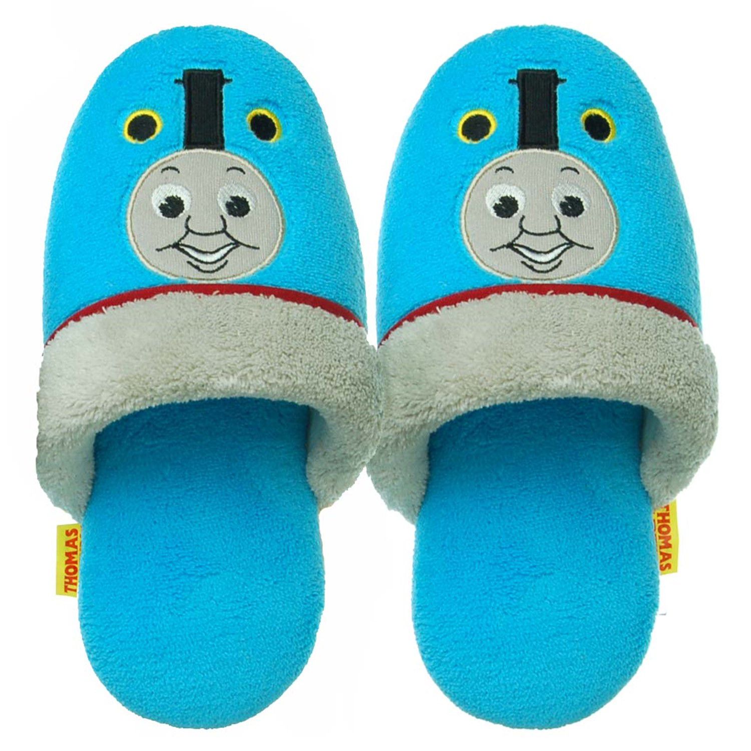 日本千趣會 - 湯瑪士 兒童毛茸茸室內拖-車頭-水藍 (16-18cm)