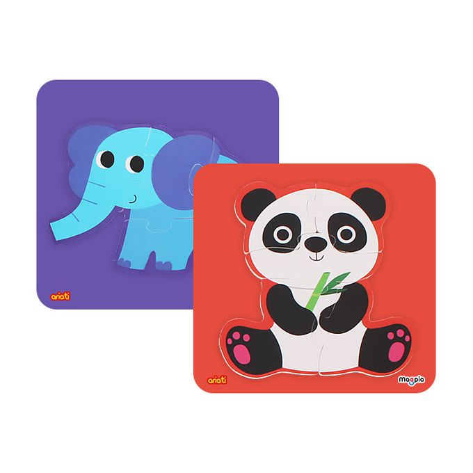 韓國 Ariati - 磁性拼圖-大象&熊貓