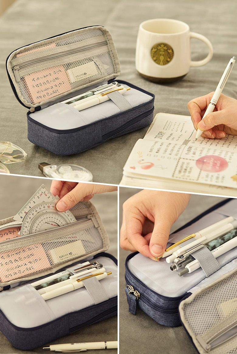 可站立雙層鉛筆袋-玫瑰粉