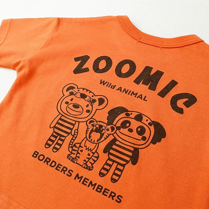 日本 ZOOLAND - 假面小熊層次感天竺棉短袖上衣-無尾熊-藍