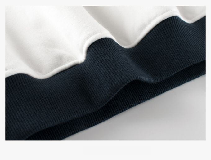 加絨長袖大學T(寬版)-英文字母-白+黑+灰