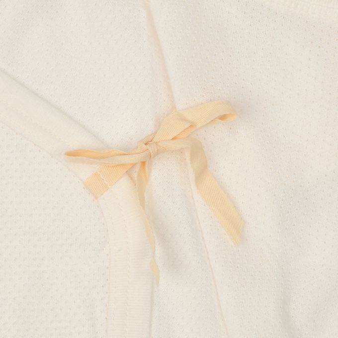 akachan honpo - 新生兒內衣6件組-按扣款 網眼 短袖 7分袖-米白色 (短袖肚衣:50cm  7分袖蝴蝶裝:50~60cm)