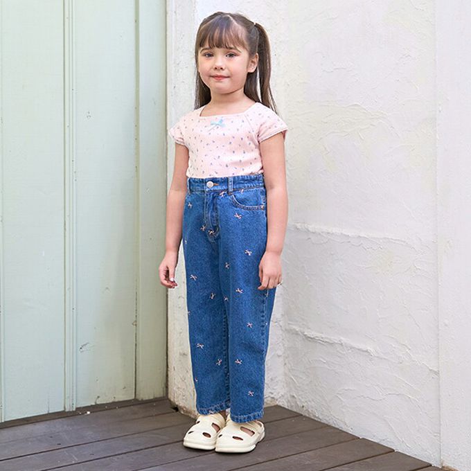 日本 Lycee mine - 100%棉 印花蕾絲滾邊短袖上衣-燕麥灰