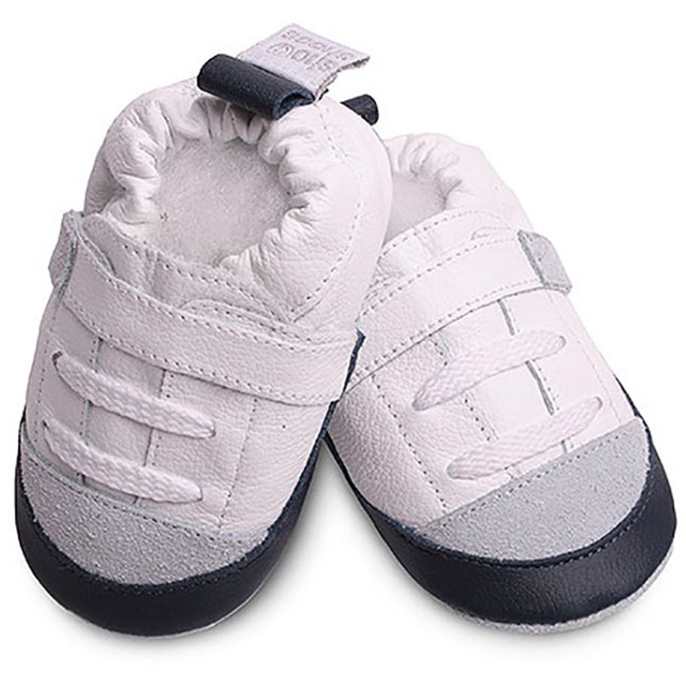 英國 shooshoos - 健康無毒真皮手工鞋/學步鞋/嬰兒鞋/室內鞋/室內保暖鞋-活力白色運動型