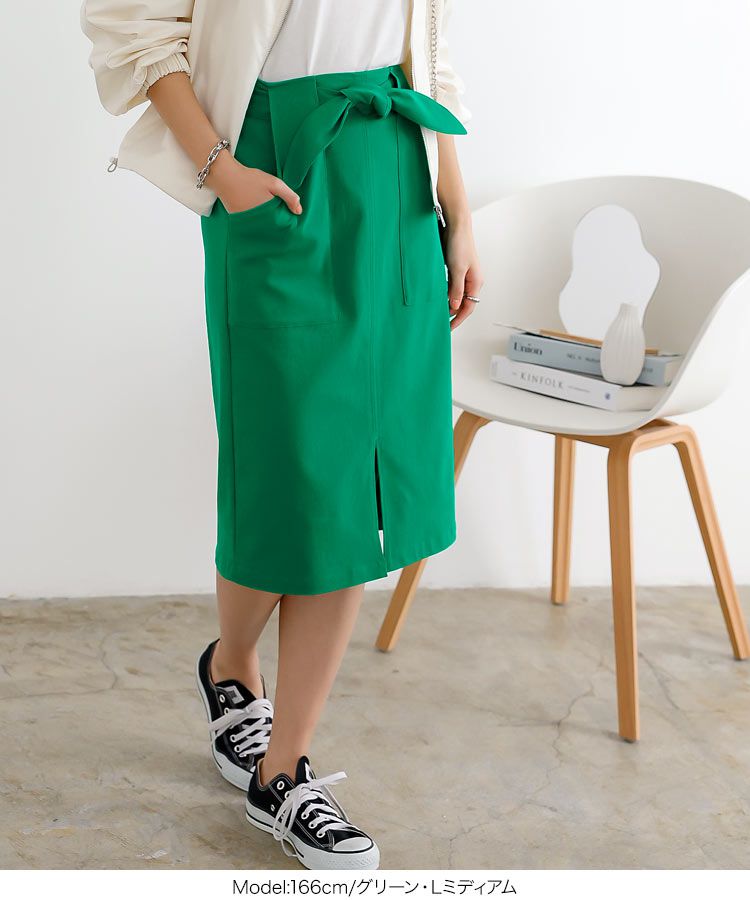 日本 Kobe Lettuce - 可愛扭結休閒長裙-草綠