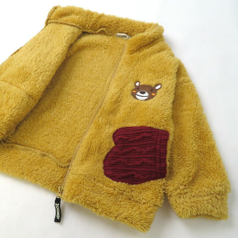 日本 ZOOLAND - 防寒刷毛保暖外套/夾克-熊熊-水藍