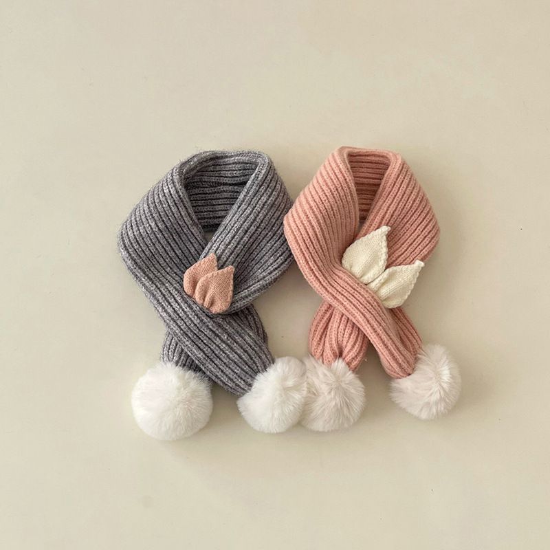 Q萌造型針織絨毛圍脖-小耳朵-咖啡色 (70x8cm)