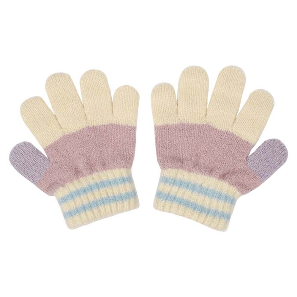 5指手套-拼接圖案-粉紅色