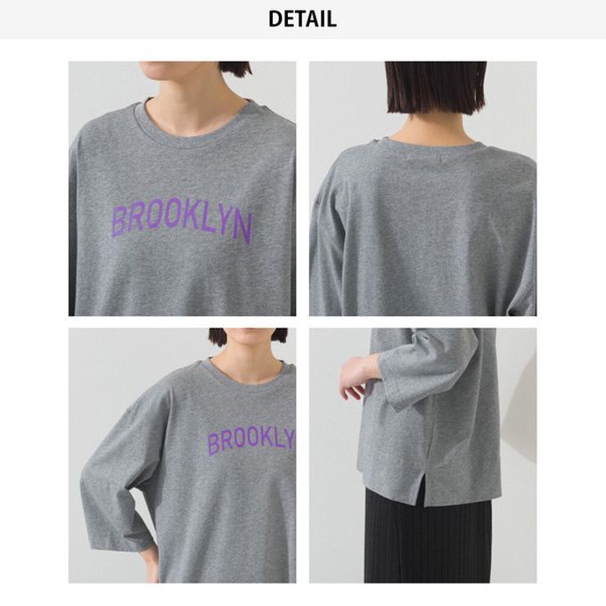 日本 OMNES - 簡約整潔英文標語七分袖上衣-白