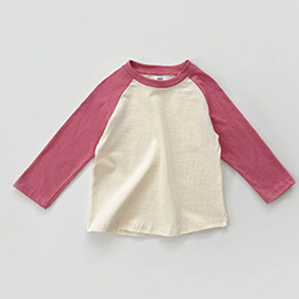 W.S.B. 極簡拼色純棉長袖上衣-乾燥玫瑰粉