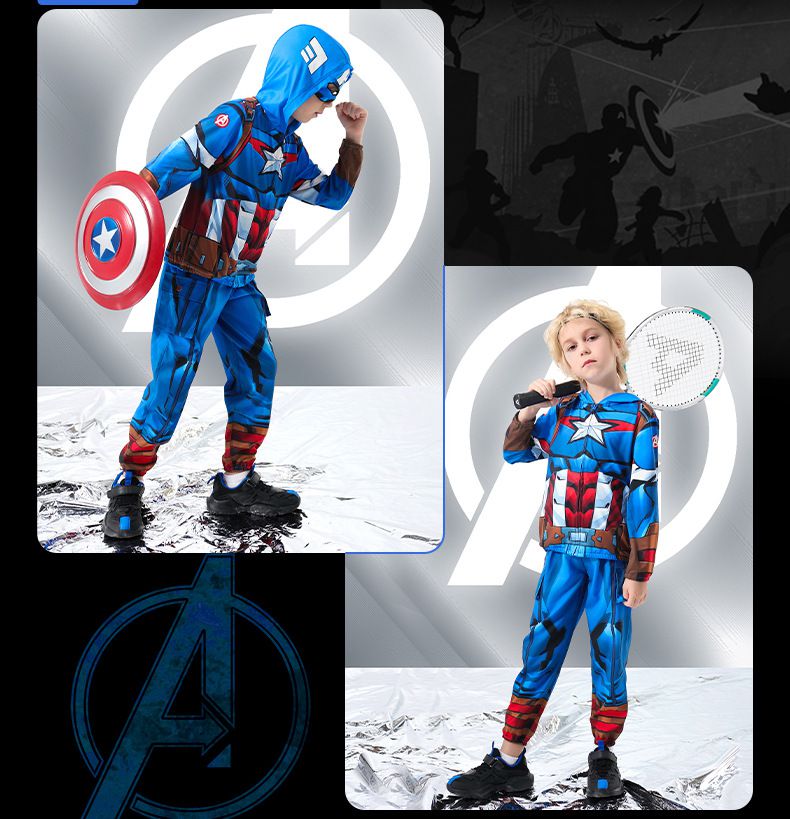 連帽造型防曬套裝/萬聖節-卡通人物蜘蛛人-紅+藍