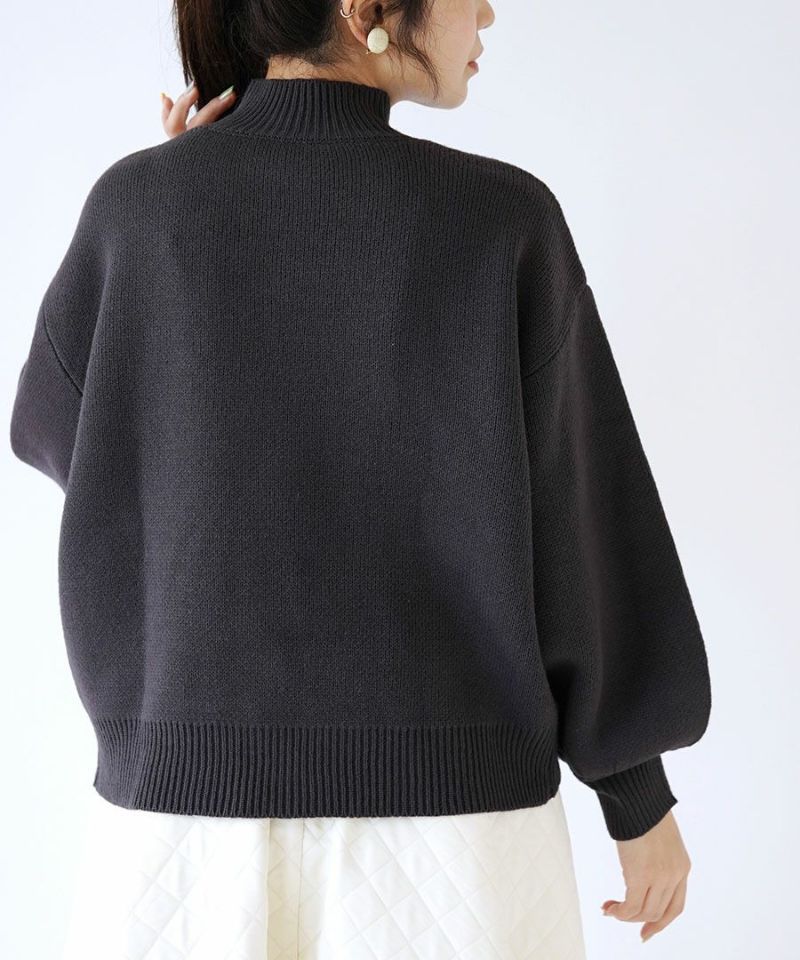 日本 zootie - 貓咪印花短絨拼接毛衣-深灰