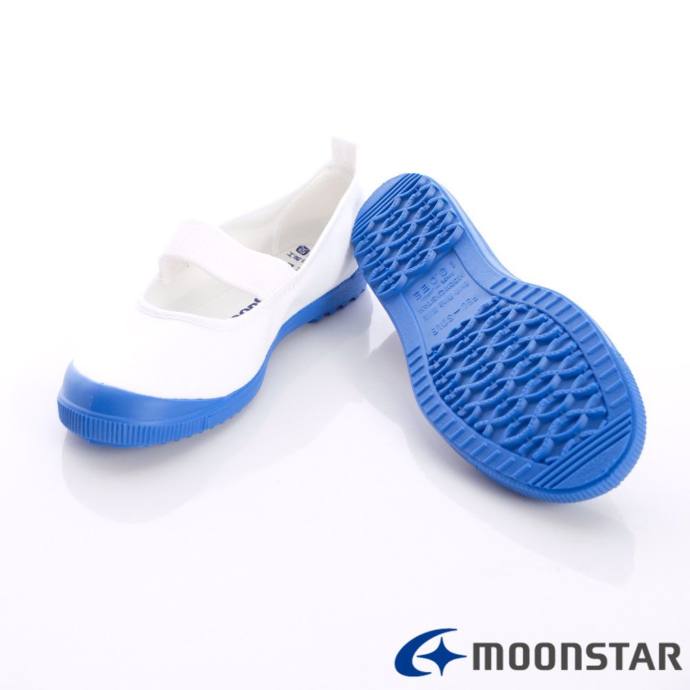 Moonstar日本月星 - 日本月星機能童鞋-日本製冠軍幼兒園室內鞋鐵氟龍版(中小童段)-白藍