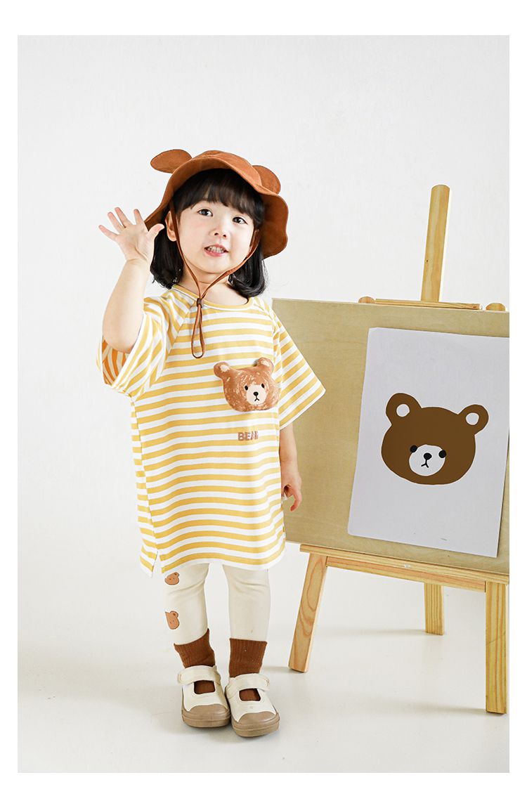 立體條紋休閒短袖上衣-小鴨-粉色