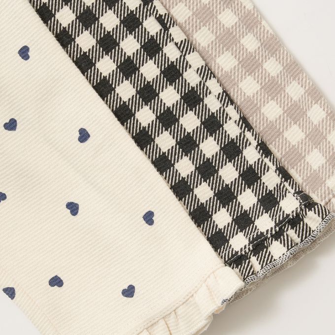 日本 Lycee mine - 接觸冷感 荷葉下襬七分褲-米白心型