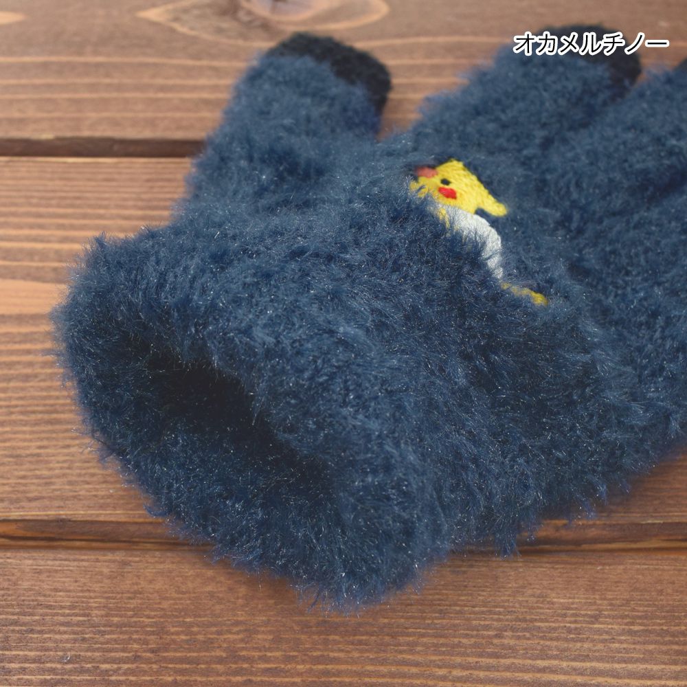 日本 TOMO - 兒童可觸控短絨保暖手套-鸚鵡-深藍