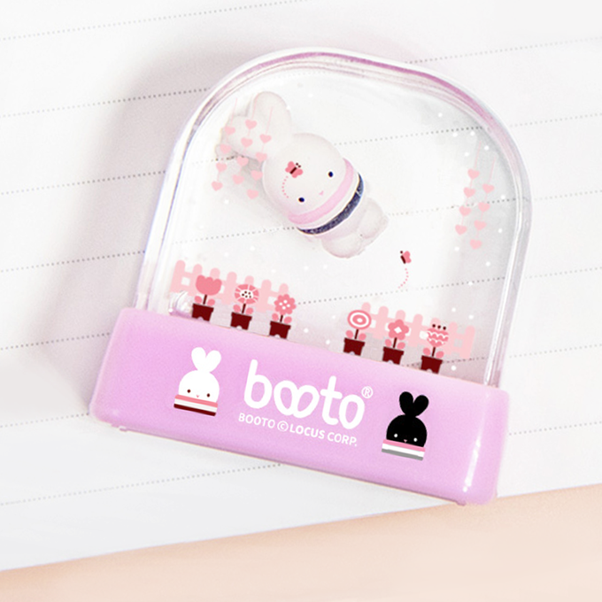 可愛卡通印章 - 水世界飄浮印章-彩繪啵兔(外殼粉)-淺藍 (3x1cm)