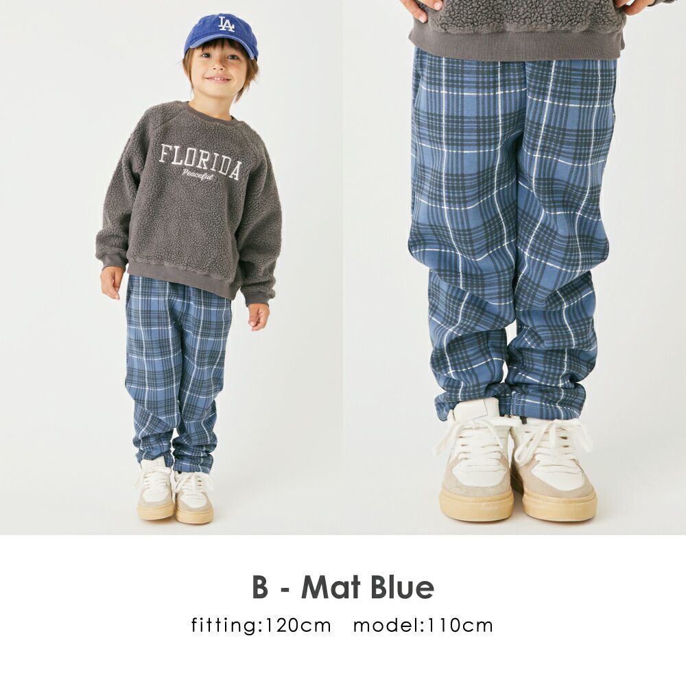 日本 evercloset - [定番]百搭印花裏起毛保暖長褲-英倫格紋-濃綠