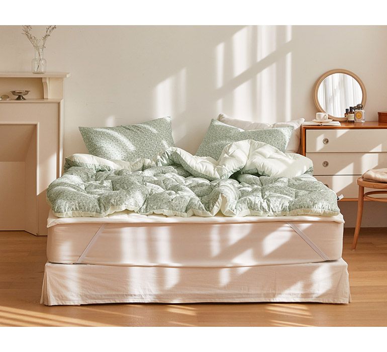 韓國 Maatila - 可水洗超細纖維桃皮感棉被(冬被)-綠庭院花圃