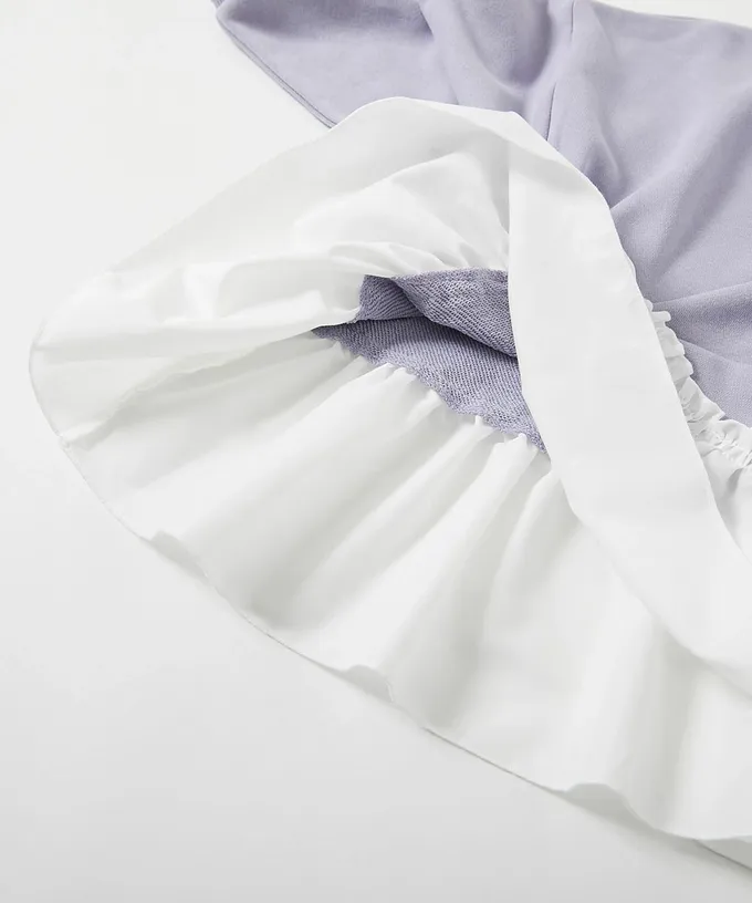 日本 devirock - 層次荷葉邊縮口長袖上衣-灰