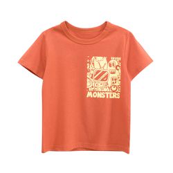 27KIDS - 純棉短袖上衣-MONSTERS-橘色