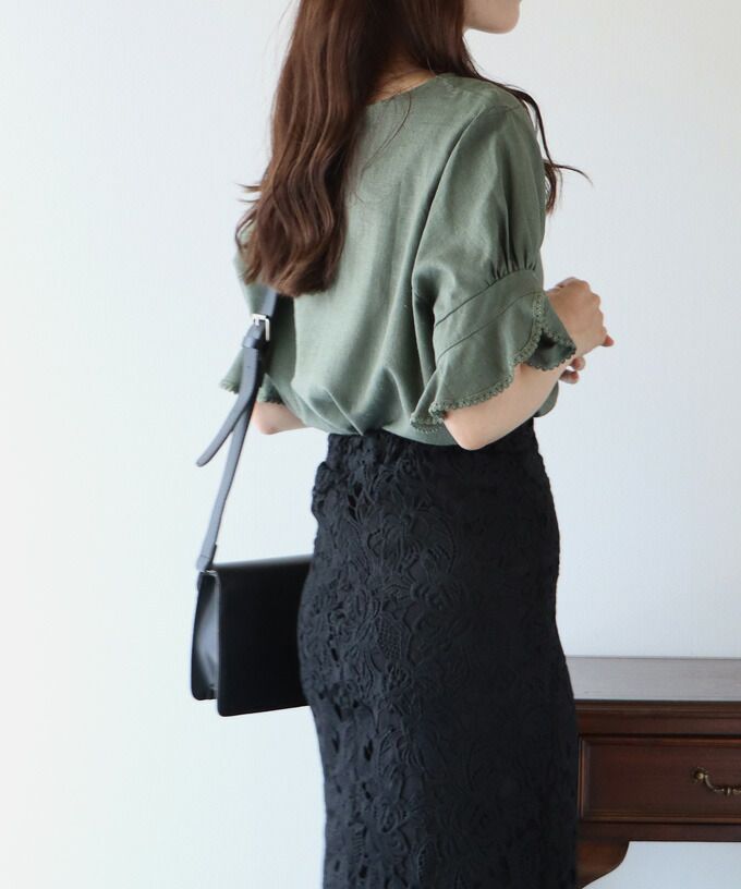 日本 BLUE EAST - 棉麻透氣涼爽短袖上衣-米杏