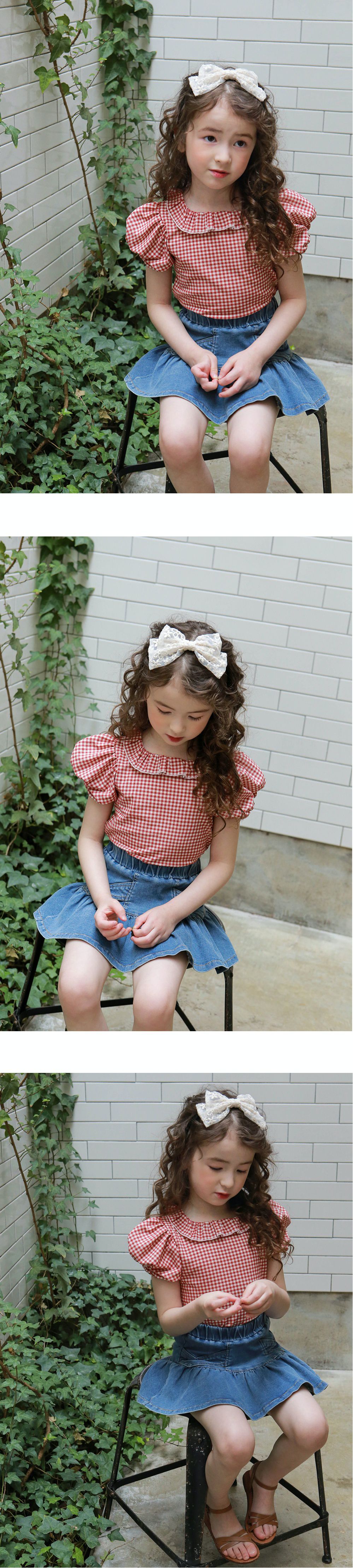 韓國 PuellaFLO - 露背交叉荷葉領公主袖上衣-紅