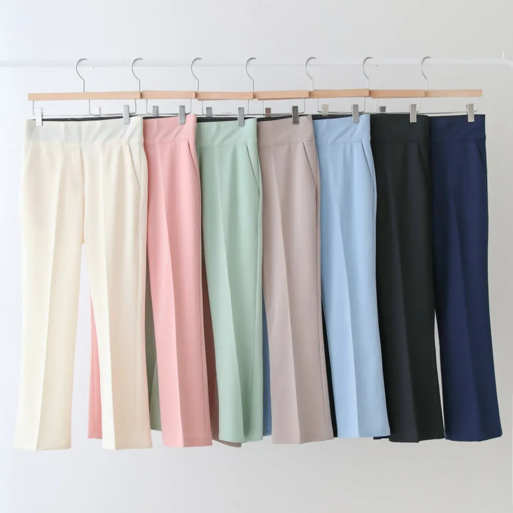 韓國 VETICA - 韓製顯瘦小腹收收直腿褲-灰杏