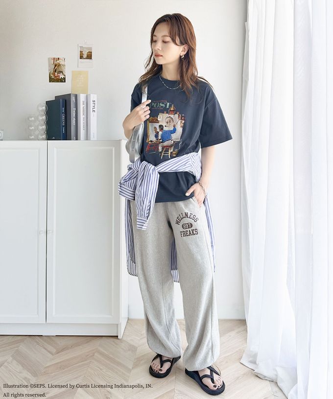 日本 Classical Elf - 設計師聯名 復古印花寬版T恤-三重自畫像-炭灰