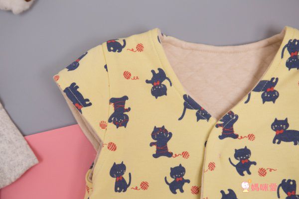 JoyNa - 純棉兒童保暖馬甲背心-米黃色