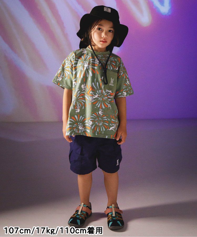 日本 BREEZE - 聯名款 口袋工裝風帥氣4分短褲-撞色-橘藍系