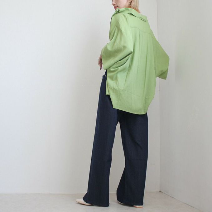 日本女裝代購 - Coolish 接觸涼感舒適快乾丹寧寬褲-海軍藍