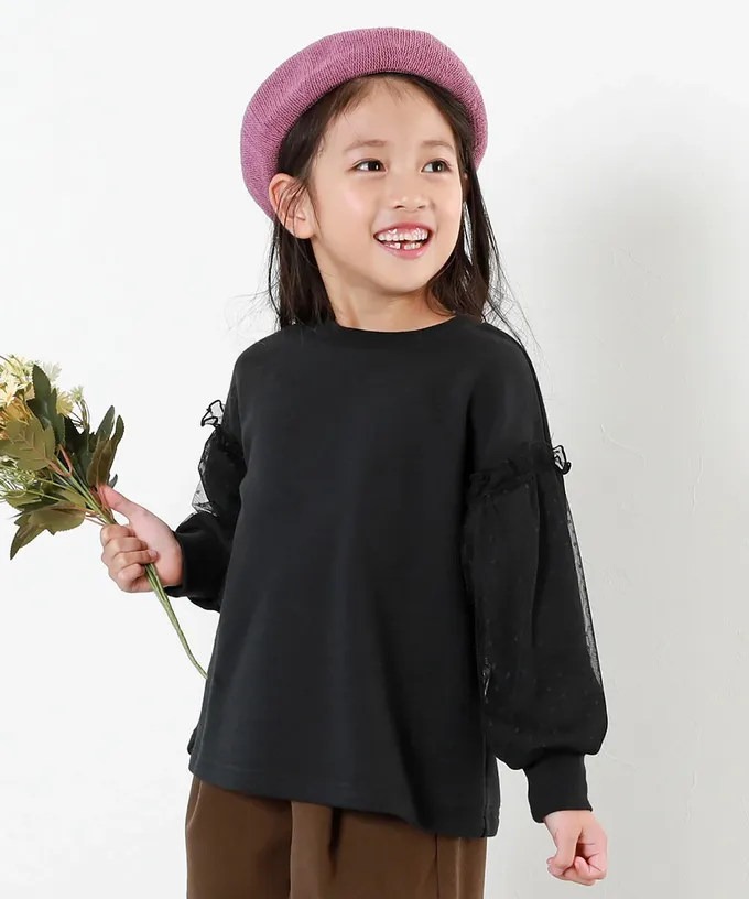 日本 devirock - 夢幻蕾絲拼接長袖上衣-象牙白