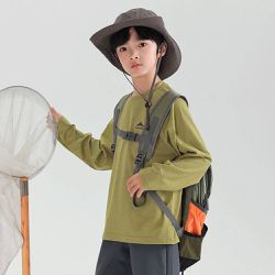babybody - 吸濕排汗圓領長袖上衣-芥末綠