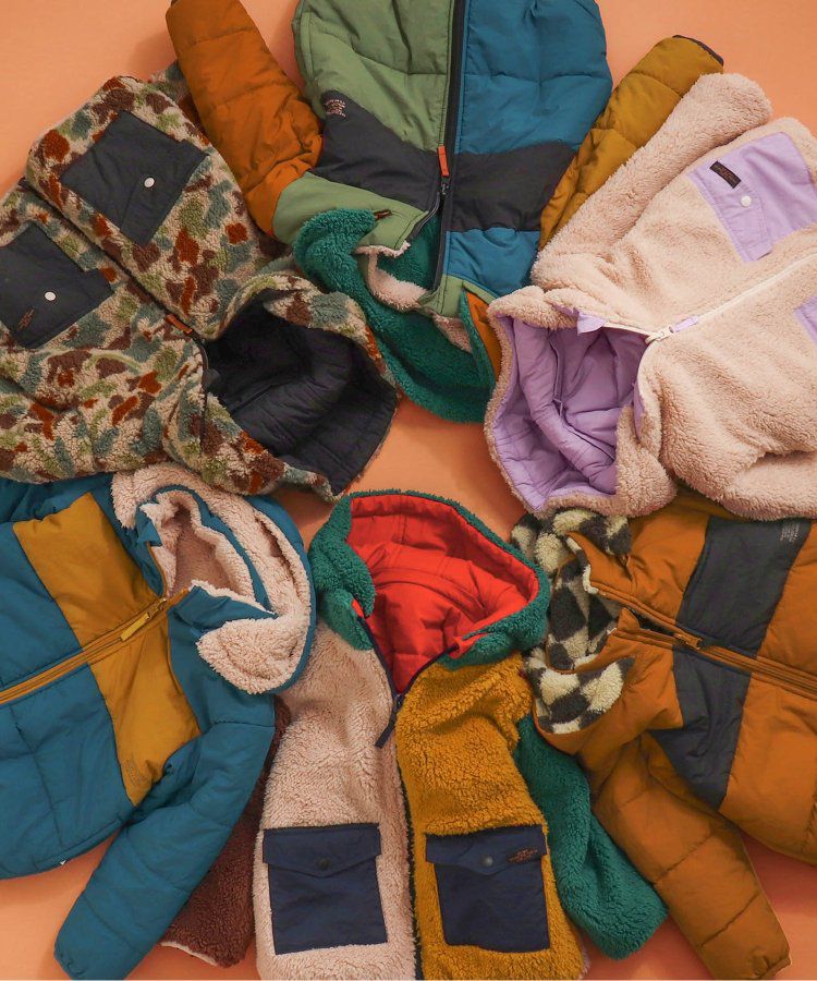 日本 BREEZE - [雙面穿]絨毛鋪棉繽紛保暖外套-黑系&迷彩