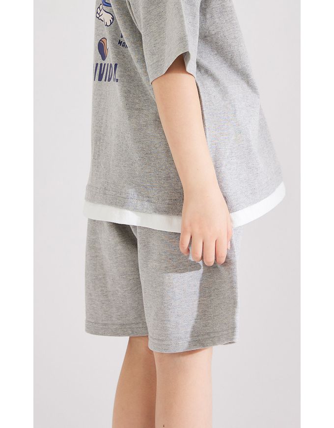 韓國 INDIVIDUEL - 好搭配休閒風五分褲-米灰