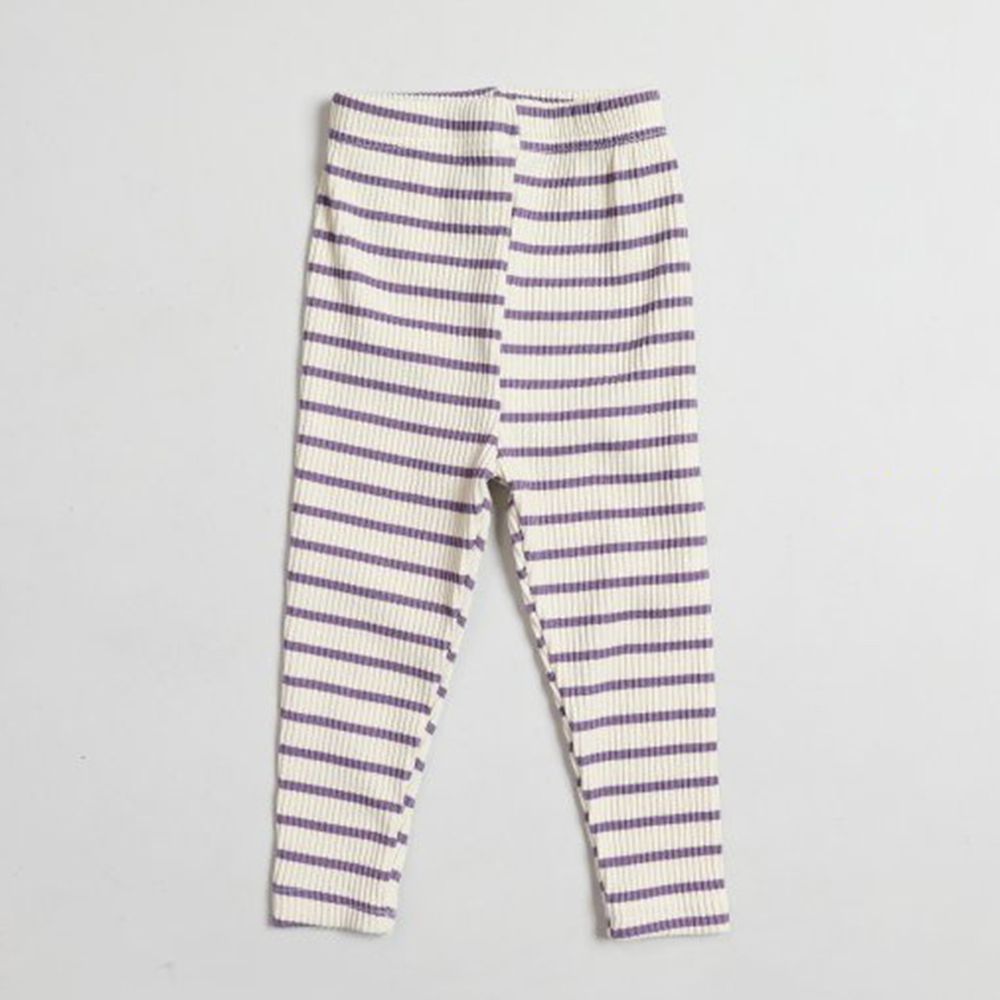 韓國 Dream Baby - 條紋針織內搭褲-紫