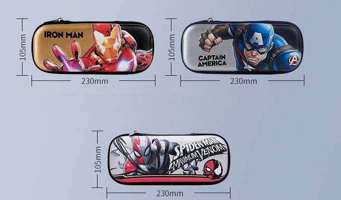 防水3D立體大容量鉛筆盒-卡通人物美國隊長-銀+藍 (23x10x6cm)