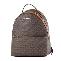 MICHAEL KORS - 經典老花牛皮背帶後背包 (咖啡)