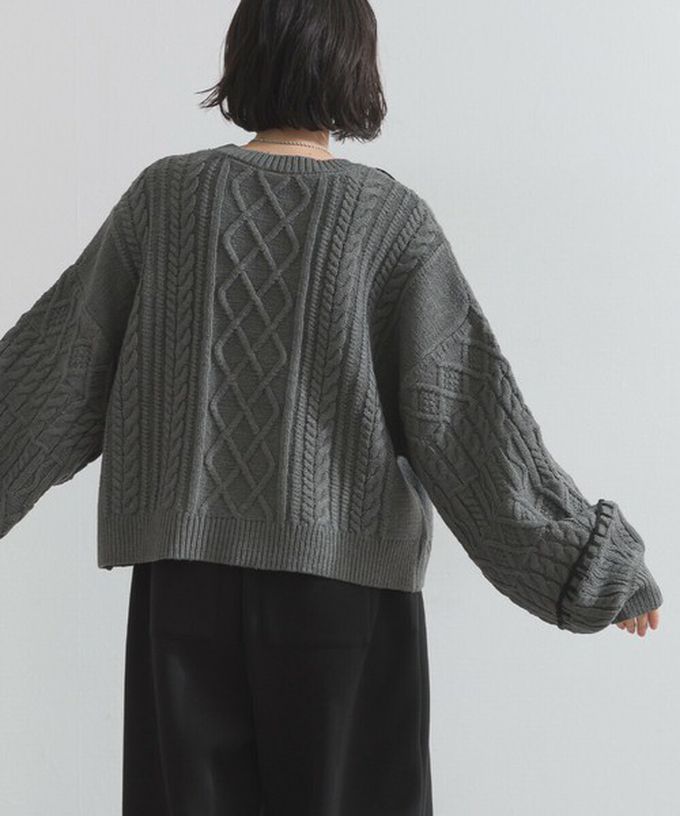 日本 ELENCARE DUE - 手工編織感柔美麻花紋理毛衣-紅