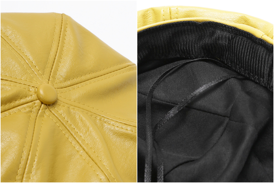 皮革貝雷帽-黃色 (49-51CM(建議2-5歲))