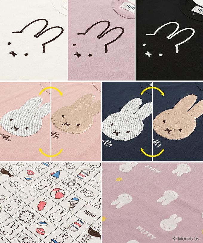 日本 Chil2 - 米飛兔限定短袖上衣-線條耳朵-白