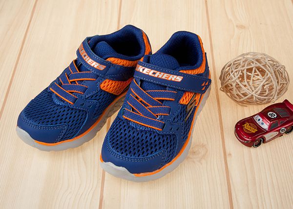SKECHERS - GO_RUN400海藍橘兒童運動鞋