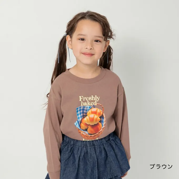 日本 BRANSHES - 100%棉 美味季節印花長袖上衣-可愛狗狗-白